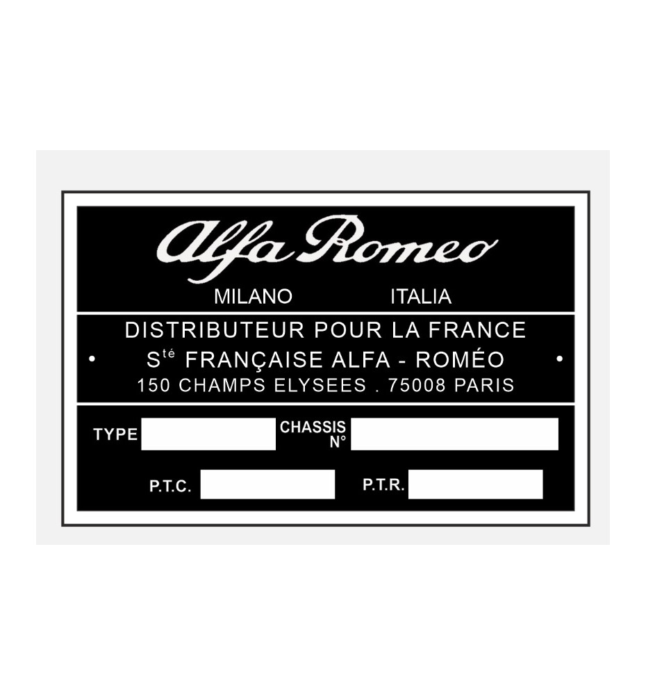 Plaque constructeur pour Alfa Romeo
