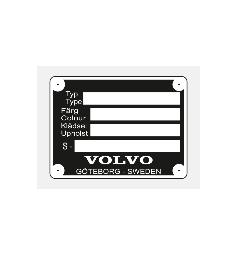 Plaque constructeur Volvo P1800